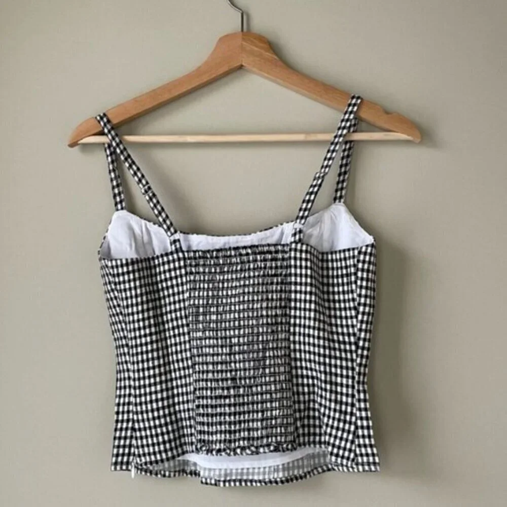 NEW Reformation Hattie Linen Top in Black and White Remy Check | size US 0 - Picture 8 of 13
